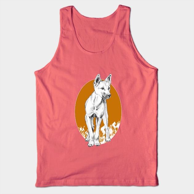 Young Dingo drawing - orange background Tank Top by nadyawildlife